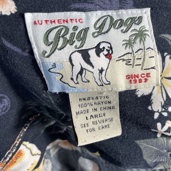 Big Dogs "It's Five O'clock Somewhere!" Hawaiian Shirt Size Large Beach Vacation - Picture 8 of 8